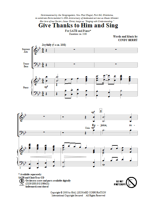 Produktbild zu: Give Thanks To Him And Sing