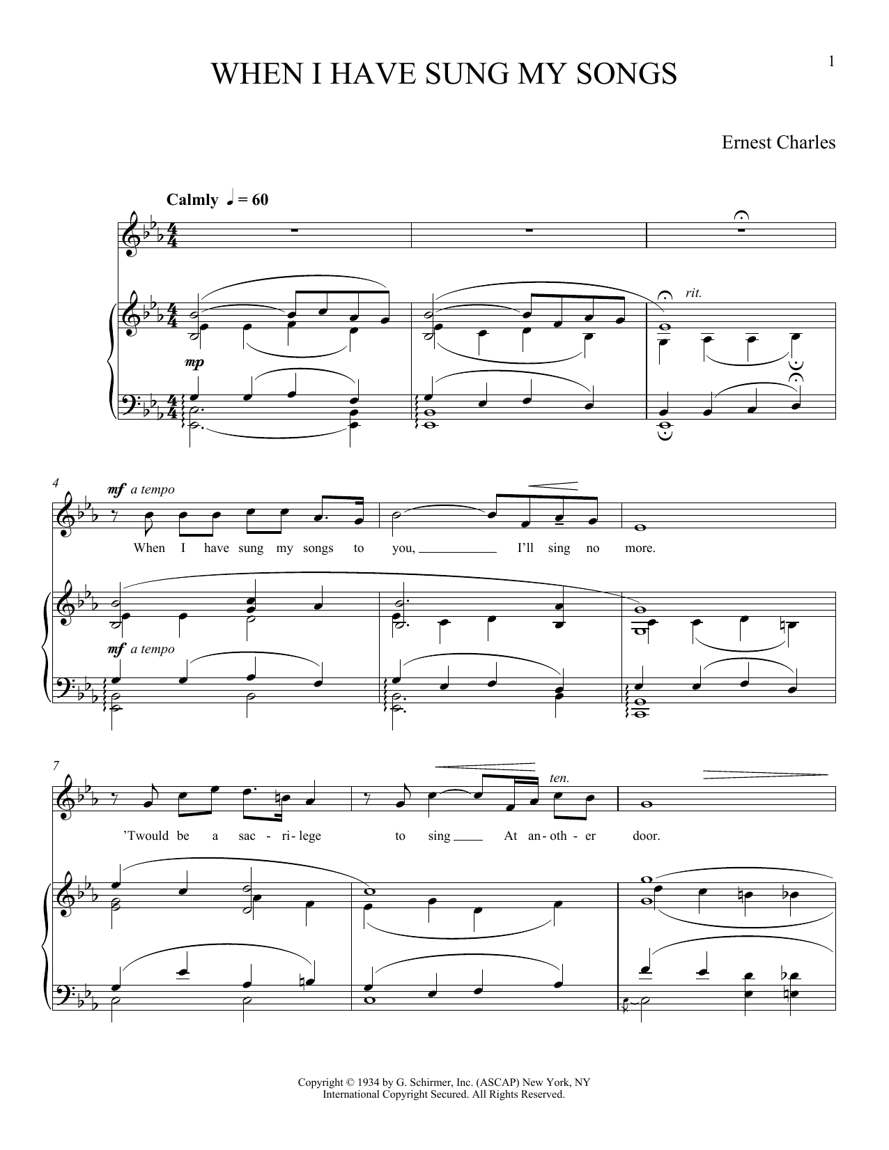 Produktgalerie: Seite 1 von 1 When I Have Sung My Songs, Ernest Charles, Gesang, Klavier