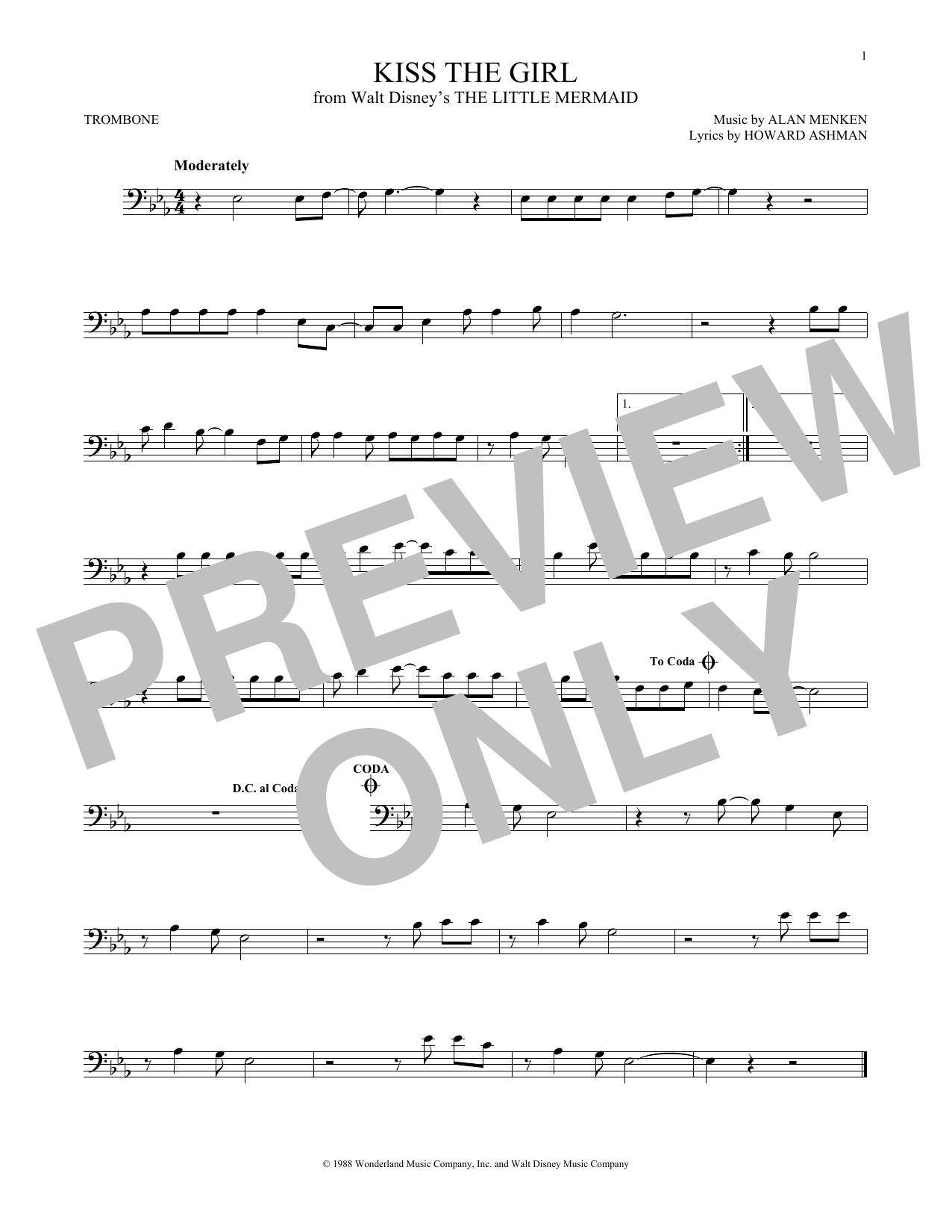 Product gallery: Page 1 of 1 Kiss The Girl (from The Little Mermaid), Alan Menken & Howard Ashman
