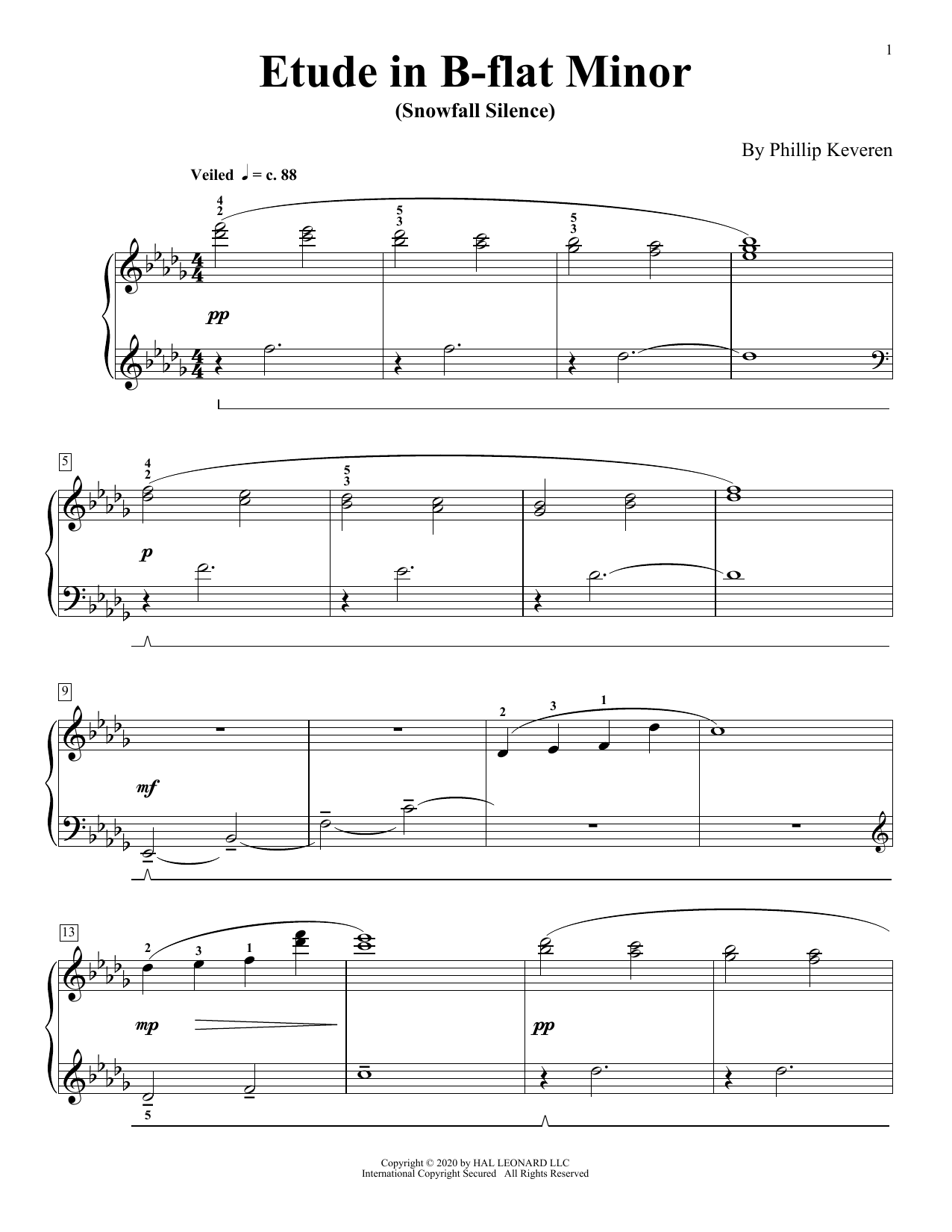 Product picture to:  Etude In B-Flat Minor (Snowfall Silence) - Phillip Keveren