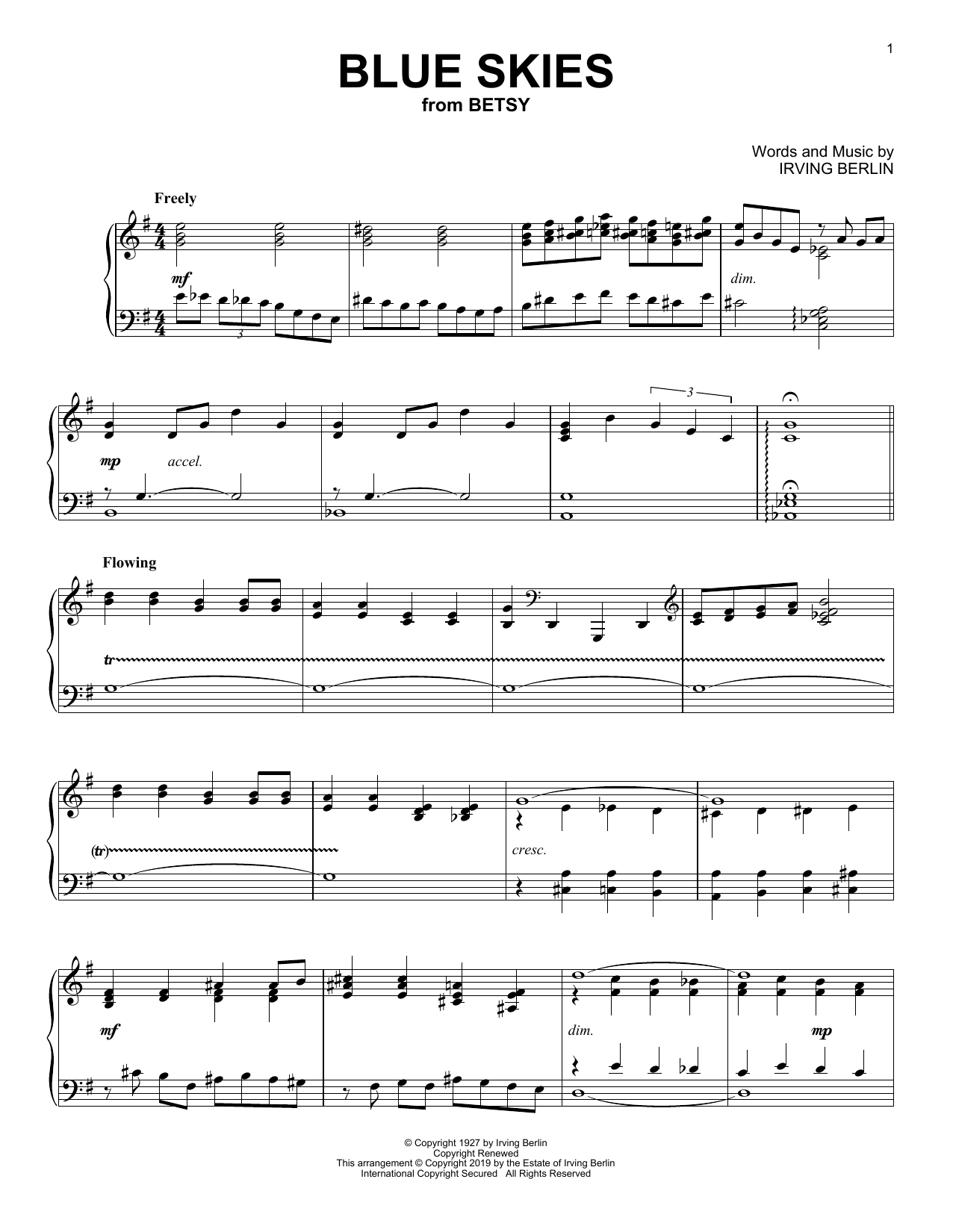 Produktgalerie: Seite 1 von 1 Blue Skies, Irving Berlin, Klavier