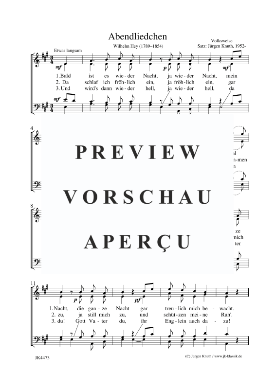 Produktbild zu: Abendliedchen (Bald ist es wieder Nacht)Volksweise