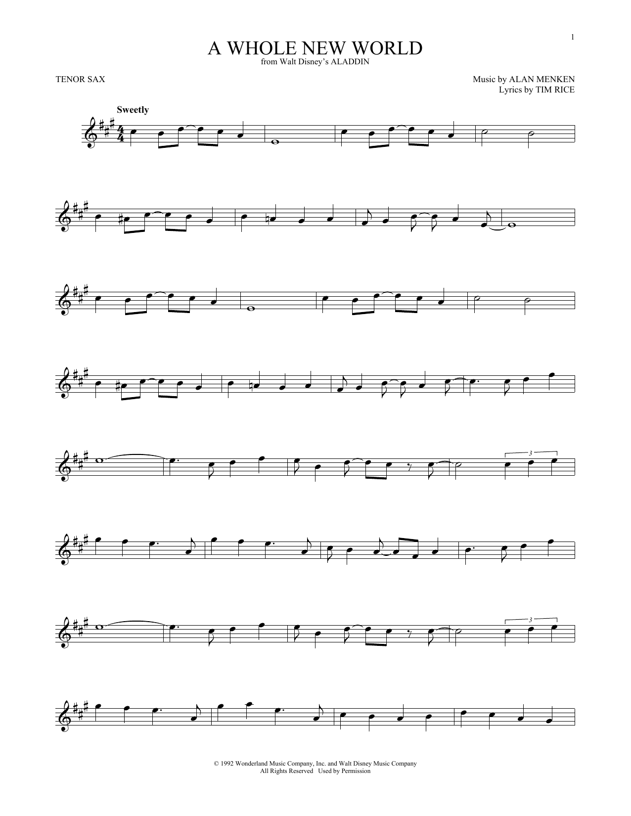 Product gallery: Page 1 of 1 A Whole New World (from Aladdin), Alan Menken & Tim Rice