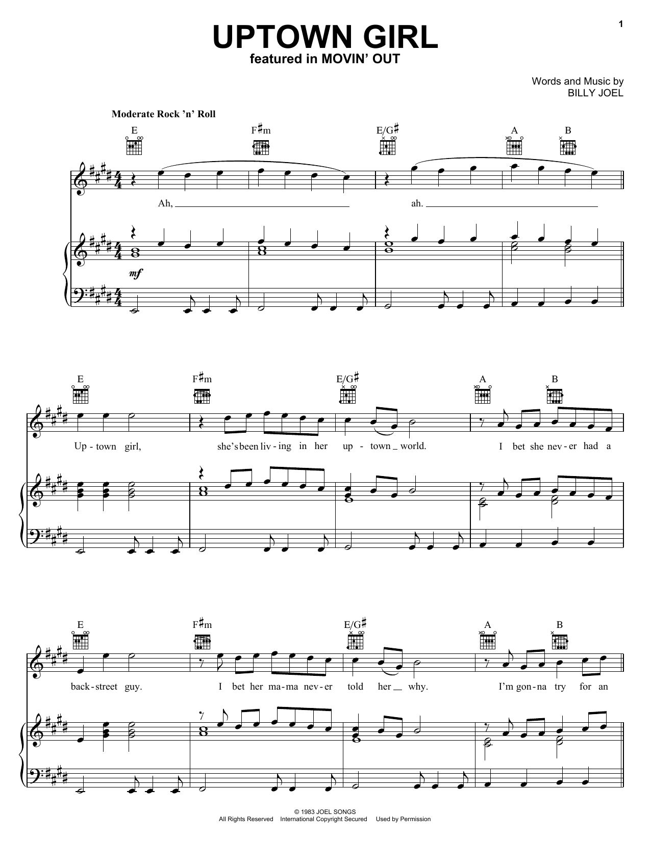 Produktgalerie: Seite 1 von 1 Uptown Girl, Billy Joel, Gesang, Gitarre, Klavier