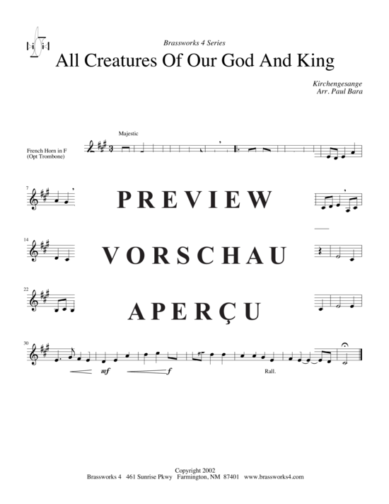 Produktgalerie: Seite 3 von 7 All Creatures of Our God and King, , (2xTrompete in B, Horn in F, Posaune)