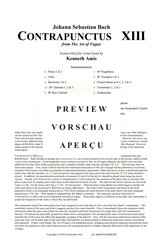 Produktgalerie: Seite 3 von 21 Contrapunctus 13 aus Kunst der Fuge , , (Concert Band)