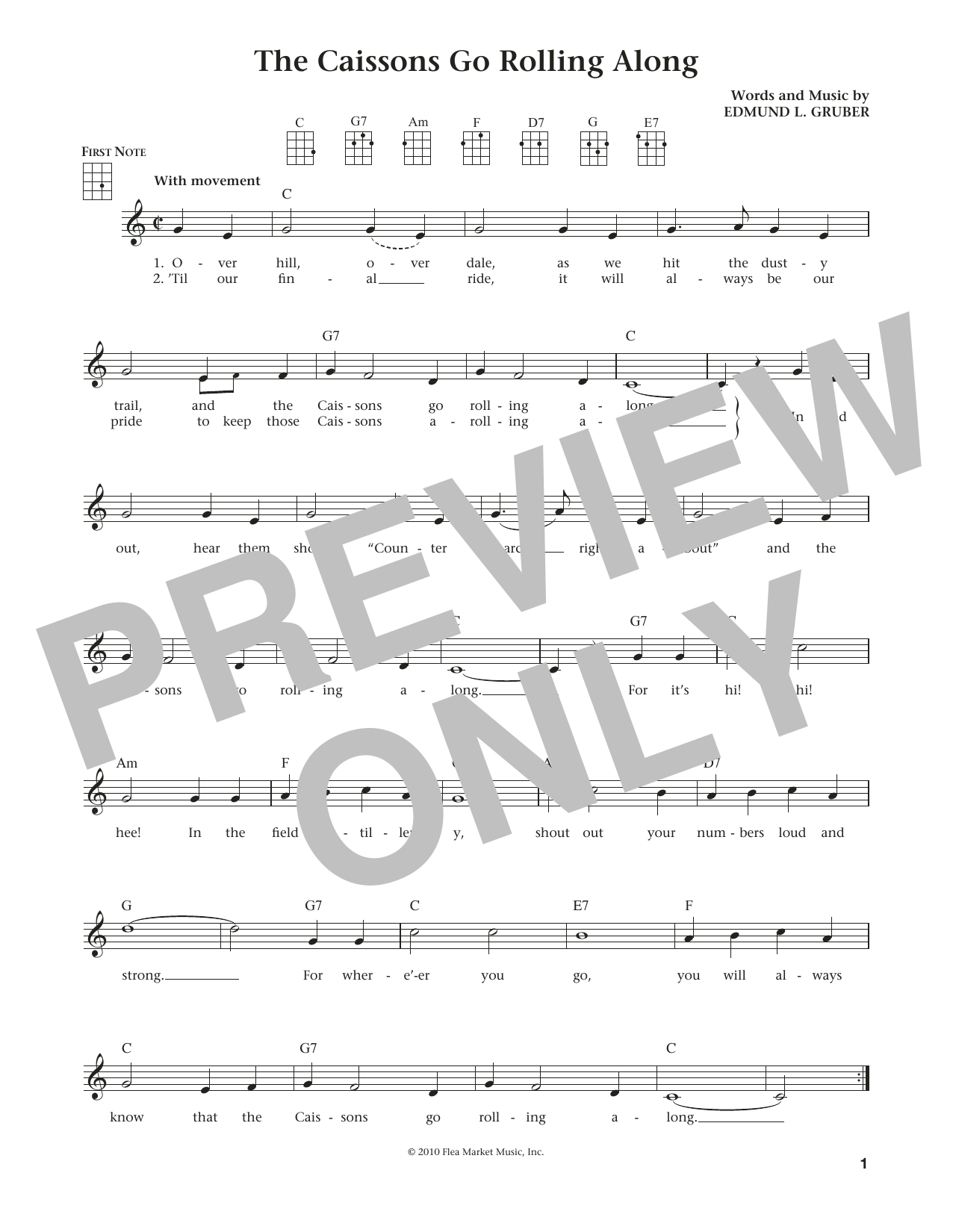 Product gallery: Page 1 of 1 The Caissons Go Rolling Along (from The Daily Ukulele) (arr. Liz and Jim Beloff), Edmund L. Gruber