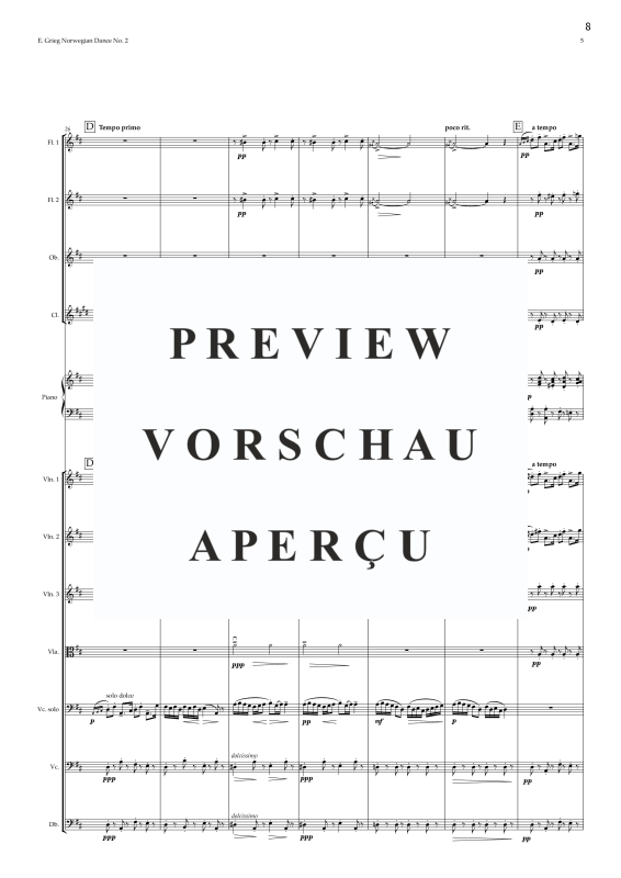 Produktgalerie: Seite 10 von 11 Norwegischer Tanz Nr. 2 - Erleichterte Fassung für Jugendkammerorchester in D-Dur mit reduziertem Bläsersatz, , Jugendkammerorchester