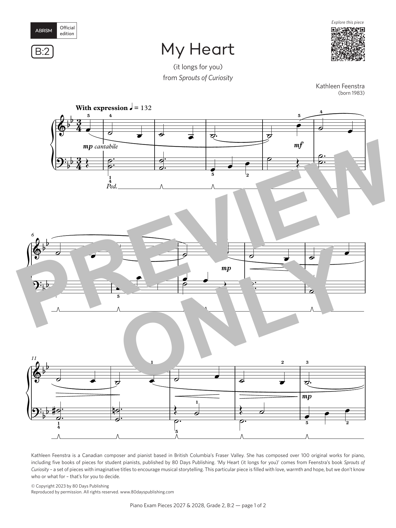 Produktbild zu: My Heart (it longs for you) (Grade 2, list B2, from the ABRSM Piano Syllabus 2027 & 2028)