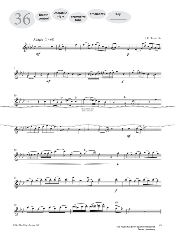 Product gallery: Page 1 of 1 Study No.36 Adagio (from 'More Graded Studies For Flute Book One'), J. G. Tromlitz