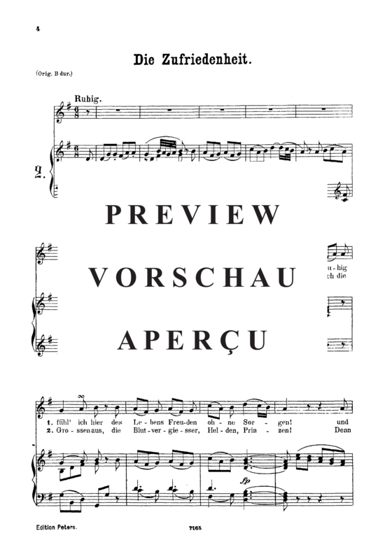 Product gallery: Page 2 of 3 Die Zufriedenheit K.473, , Low Voice and Piano