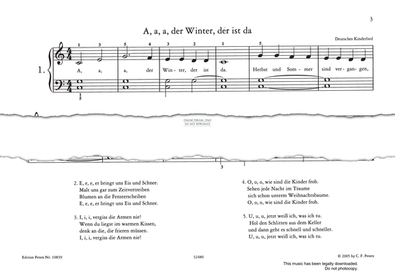 Produktgalerie: Seite 1 von 1 A, a, a, der Winter, der ist da, German Traditional, Gesang, Klavier