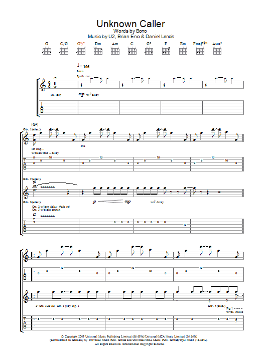 Produktgalerie: Seite 1 von 1 Unknown Caller, U2, Gitarre