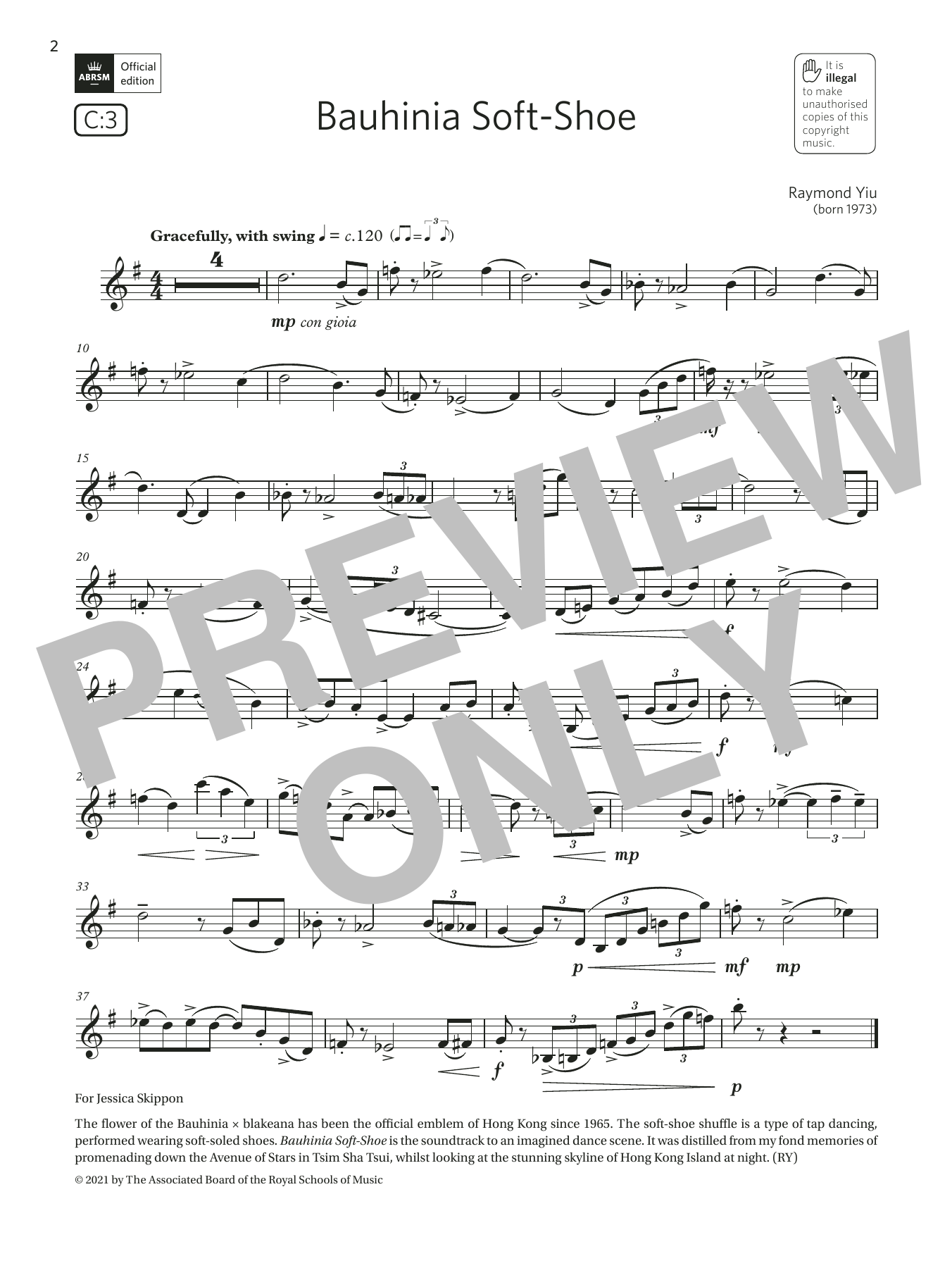 Product gallery: Page 1 of 1 Bauhinia Soft-Shoe (Grade 4 List C3 from the ABRSM Clarinet syllabus from 2022), Raymond Yiu