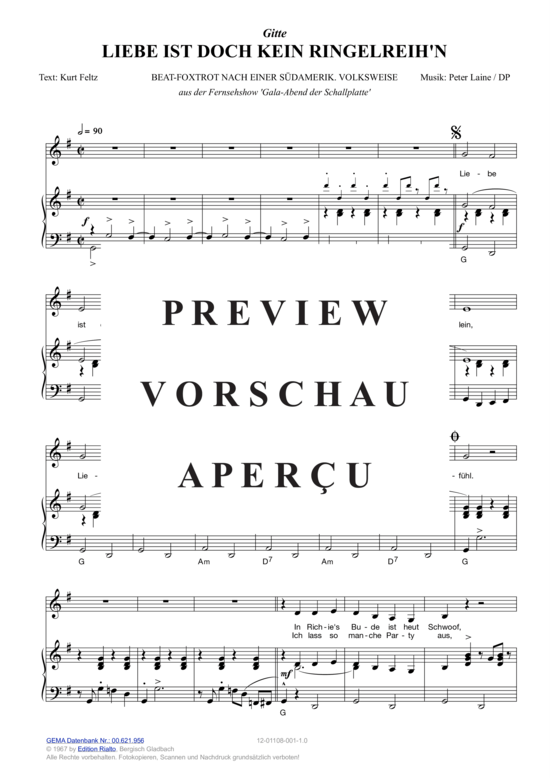 Produktgalerie: Seite 3 von 3 Liebe ist doch kein Ringelreih'n , Gitte, Klavier und Gesang