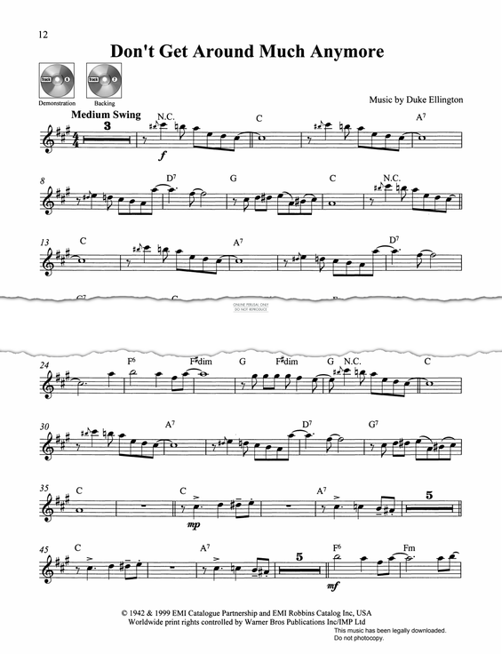 Product gallery: Page 1 of 1 Don't Get Around Much Anymore, Duke Ellington