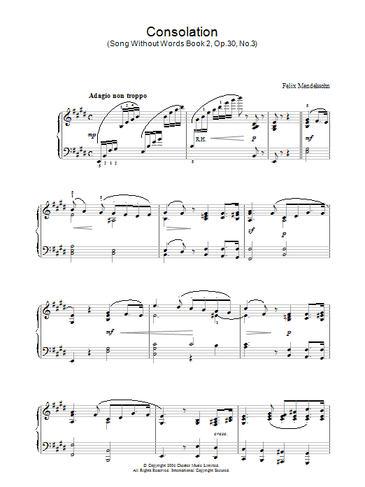 Product gallery: Page 1 of 1 Consolation, Felix Mendelssohn