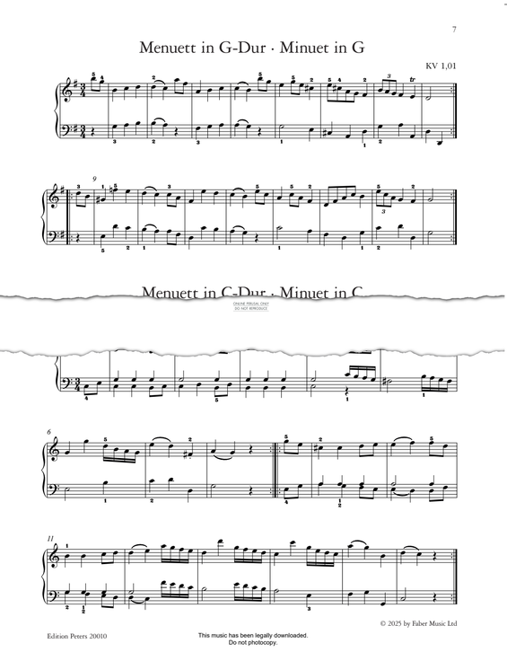 Produktbild zu: Minuet in C, KV 1,02
