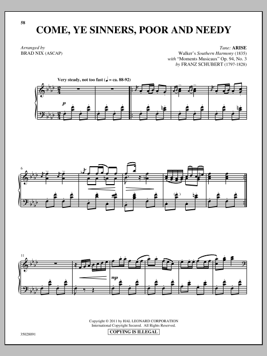 Product gallery: Page 1 of 1 Come, Ye Sinners (Poor And Needy) (with "Moments Musicaux"), Brad Nix