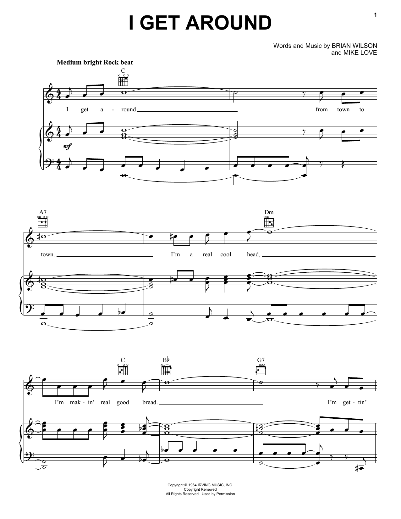 Produktgalerie: Seite 1 von 1 I Get Around, The Beach Boys, Gesang, Gitarre, Klavier