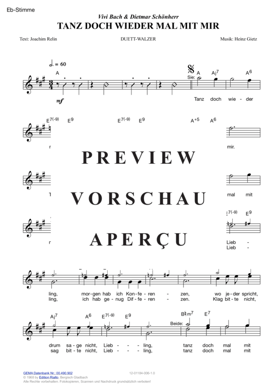Produktgalerie: Seite 11 von 15 Tanz doch wieder mal mit mir , Bach, Vivi/Schönherr, Dietmar, (Melodie-Stimmen in C/B/Es)