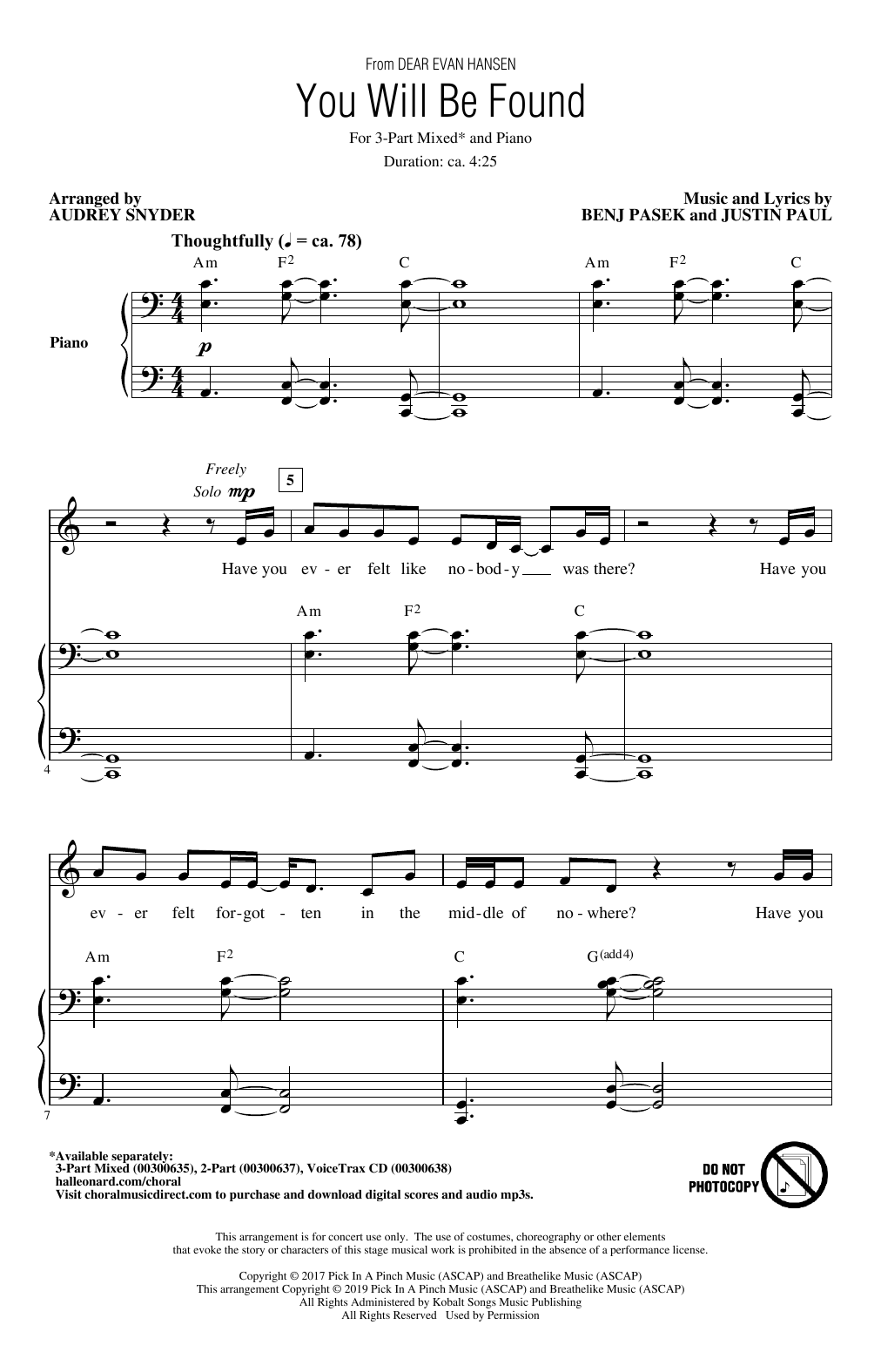 Produktgalerie: Seite 1 von 1 You Will Be Found (from Dear Evan Hansen) (arr. Audrey Snyder), Pasek & Paul, Chor