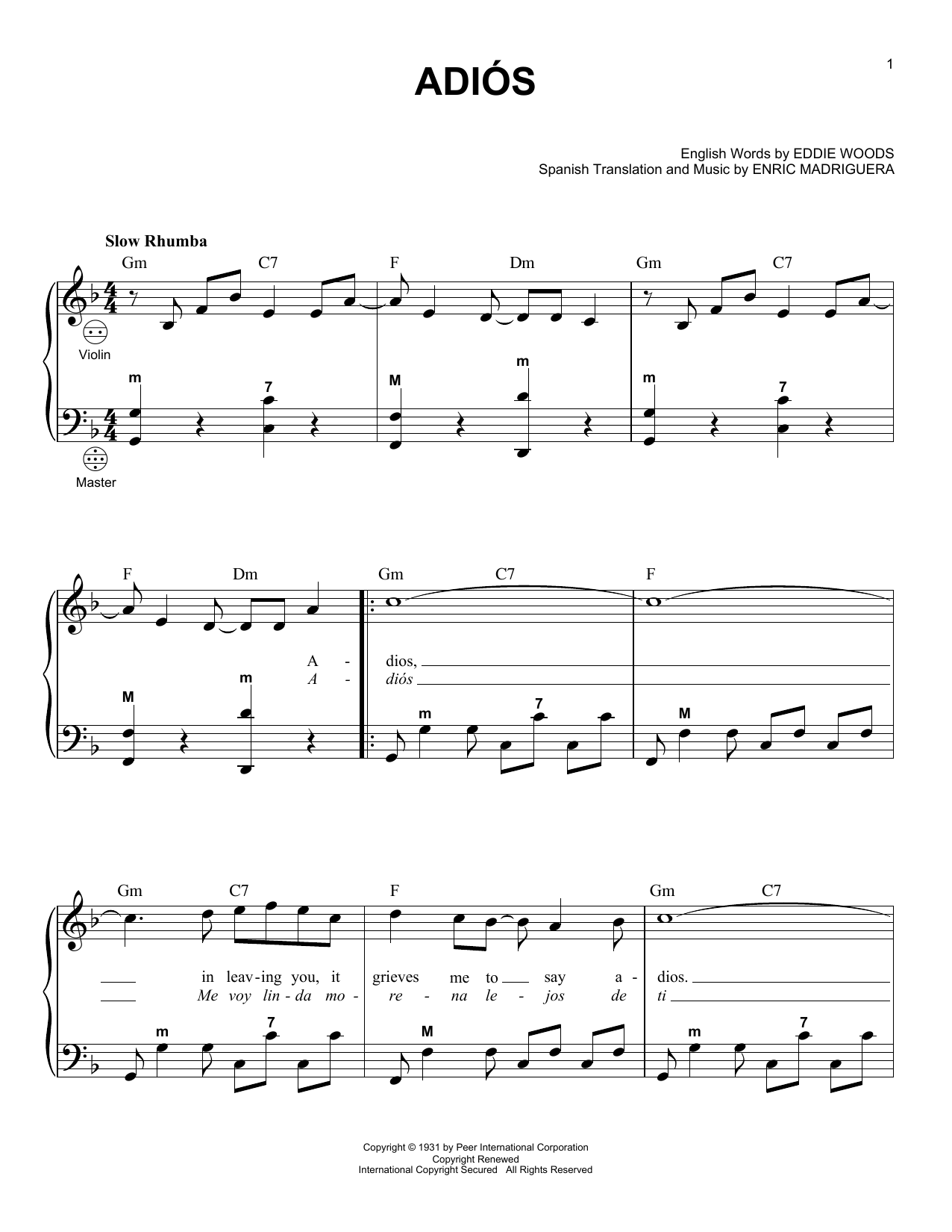 Product gallery: Page 1 of 1 Adios (arr. Gary Meisner), Enric Madriguera