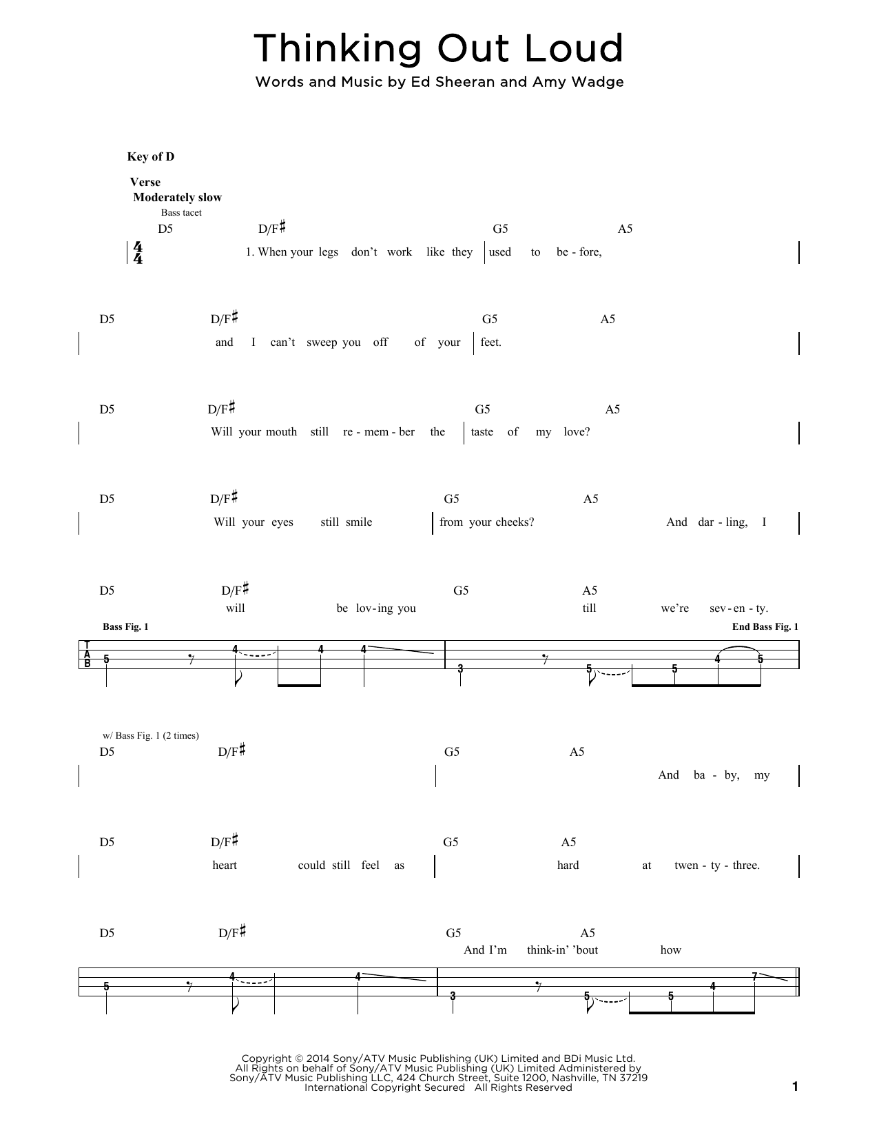 Produktgalerie: Seite 1 von 1 Thinking Out Loud, Ed Sheeran, E-Bass, Gitarre