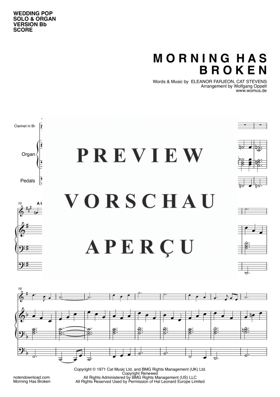 gallery: Morning Has Broken, Stevens, Cat, (Solo Instrument in B: Klarinette, Tenor Sax., Trompete und Orgel)