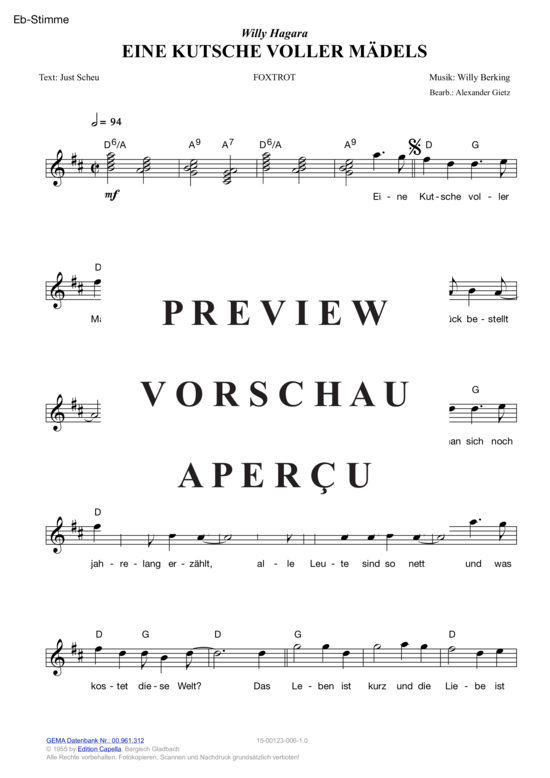 Produktgalerie: Seite 7 von 11 Eine Kutsche voller Mädels , Hagara, Willy, (Melodie-Stimmen in C/B/Es)