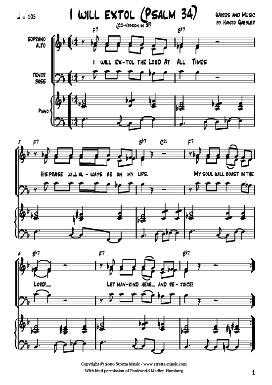 I will extol (Psalm 34) 