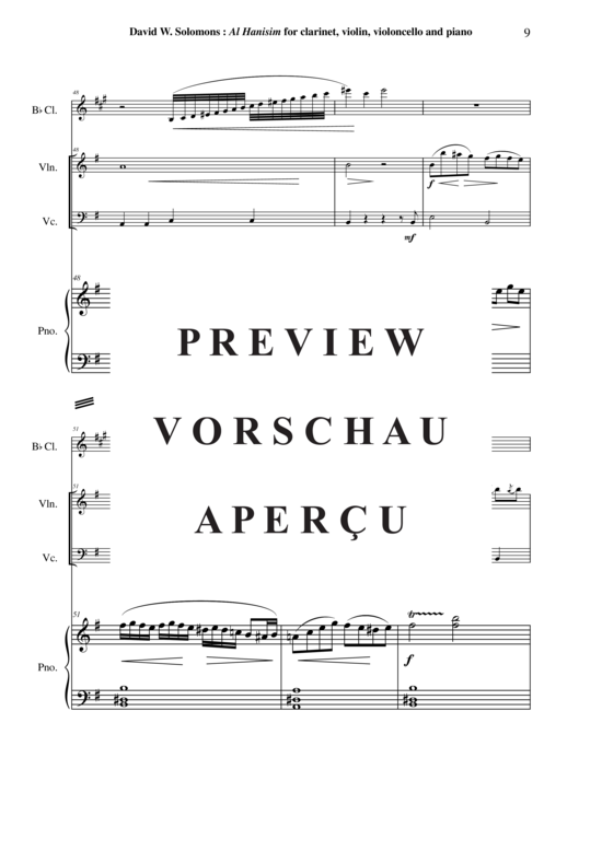 Product gallery: Page 10 of 21 Al Hanisim , , (Quartet for clarinet in Bb, violin, violoncello + piano)