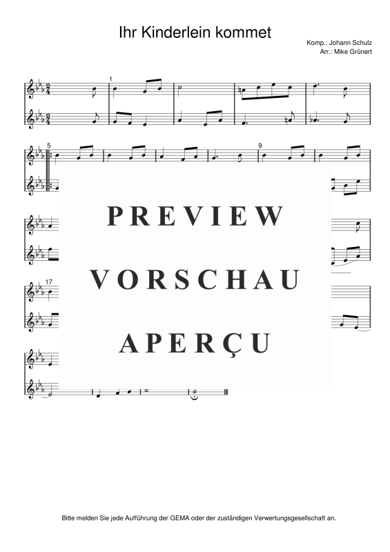 gallery: Deutsche Weihnachtslieder, , 15 Duette für 2 Trompeten oder Instrumente in B