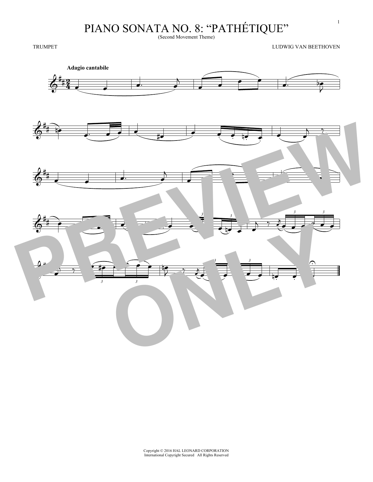 Produktgalerie: Seite 1 von 1 Adagio Cantabile, Op. 13, Ludwig Van Beethoven, Trompete