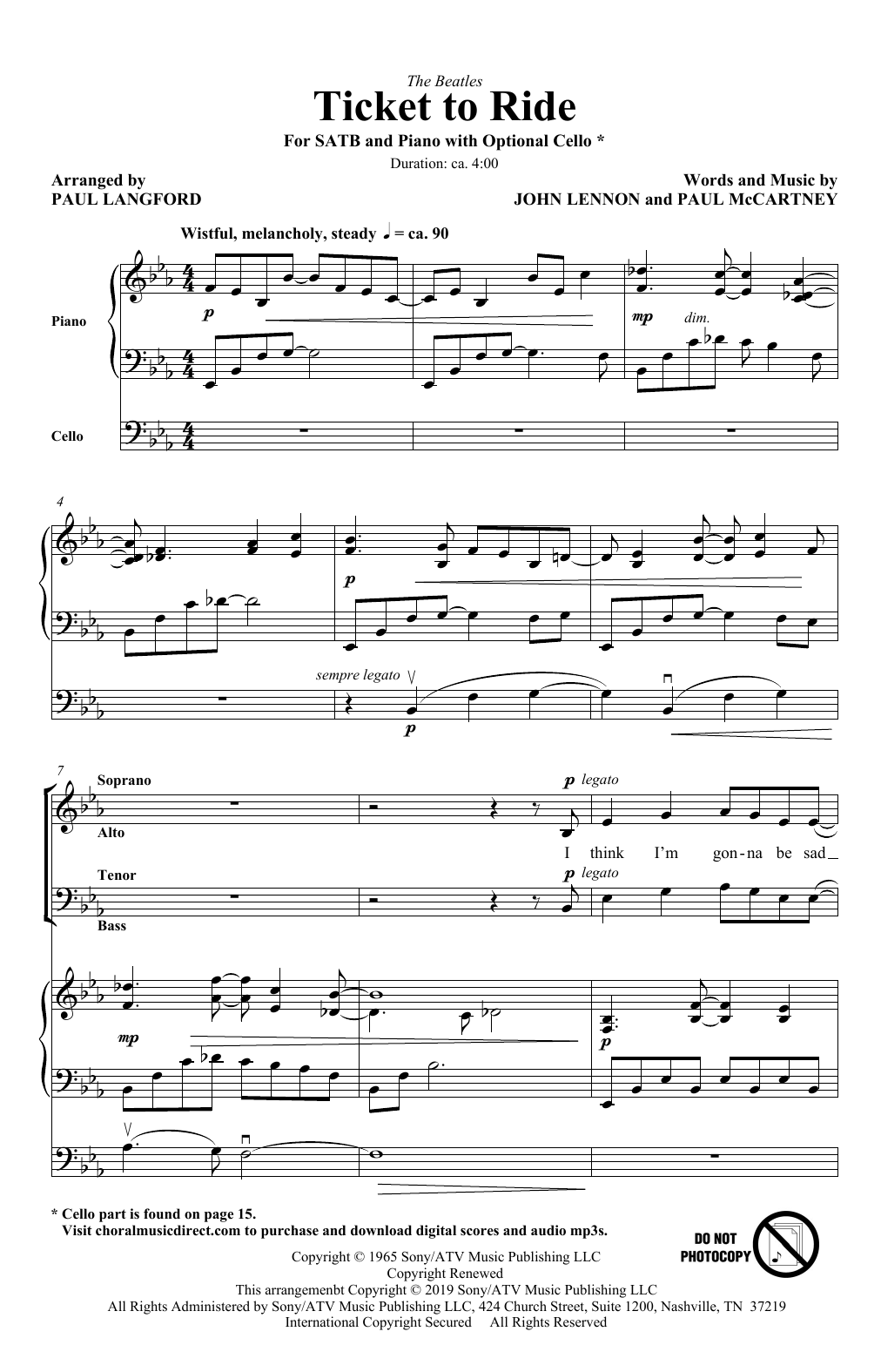 Produktgalerie: Seite 1 von 1 Ticket To Ride (arr. Paul Langford), The Beatles, Chor