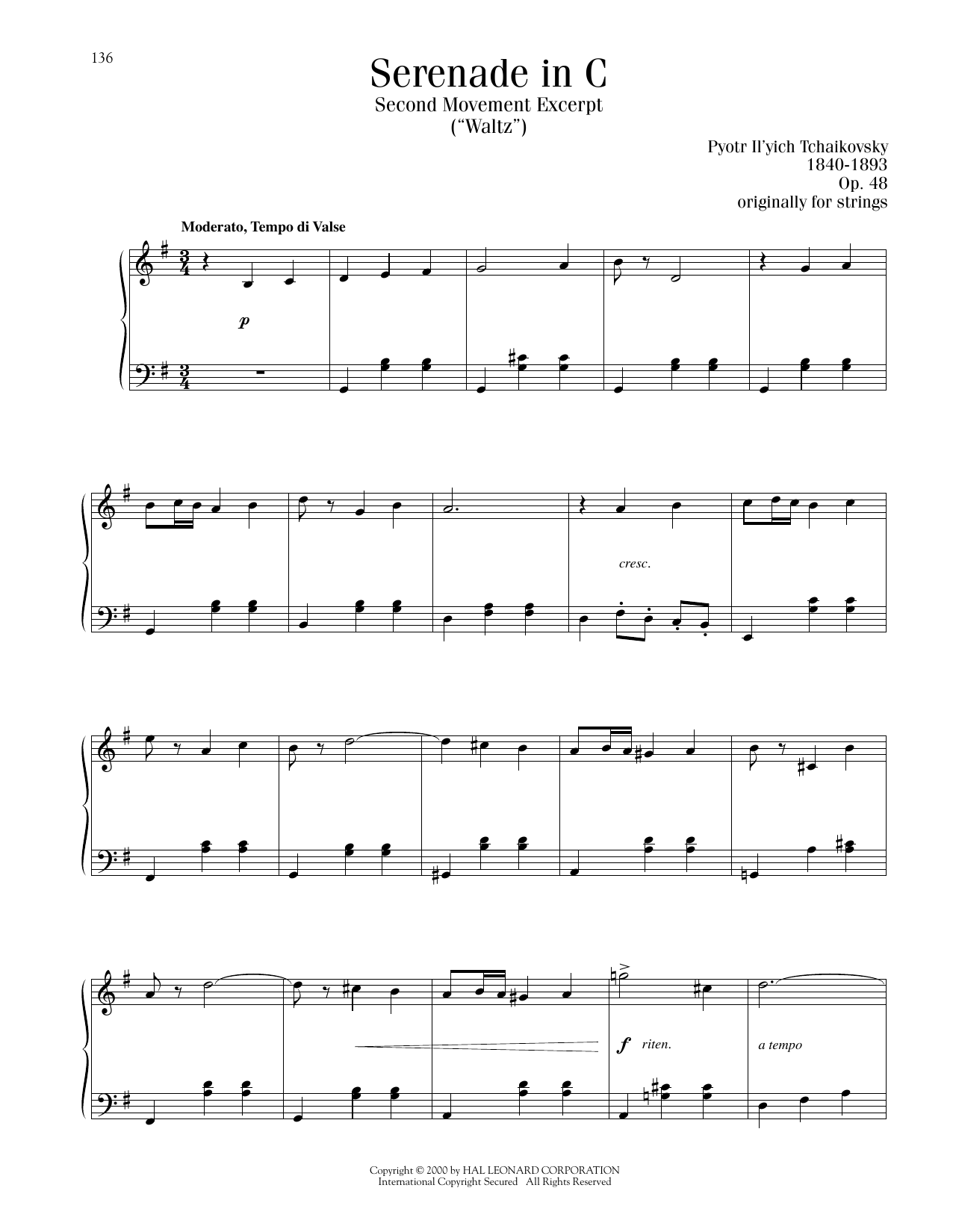 Produktbild zu: Serenade In C, Op. 48, Second Movement ("Waltz") Excerpt