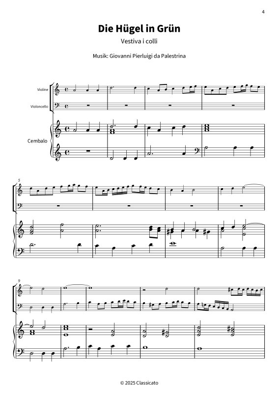 gallery: Die Hügel in Grün - Vestiva i colli - Pastorales Madrigal in drei Stimmen, , Violine, Violoncello und Cembalo