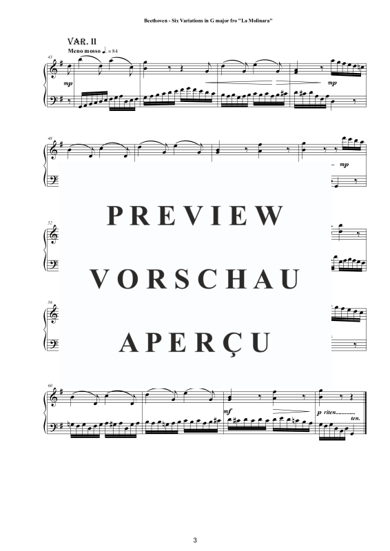 Produktgalerie: Seite 4 von 10 Six Variations in G major WoO 70 for Piano - From La Molinara, , Klavier Solo