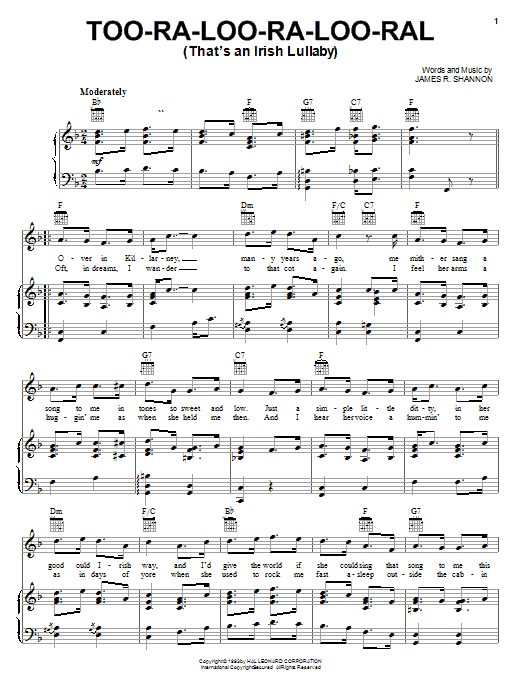 Product picture to: Too-Ra-Loo-Ra-Loo-Ral (That's An Irish Lullaby)