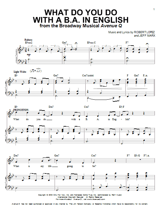 Produktbild zu: What Do You Do With A B.A. In English (from Avenue Q)