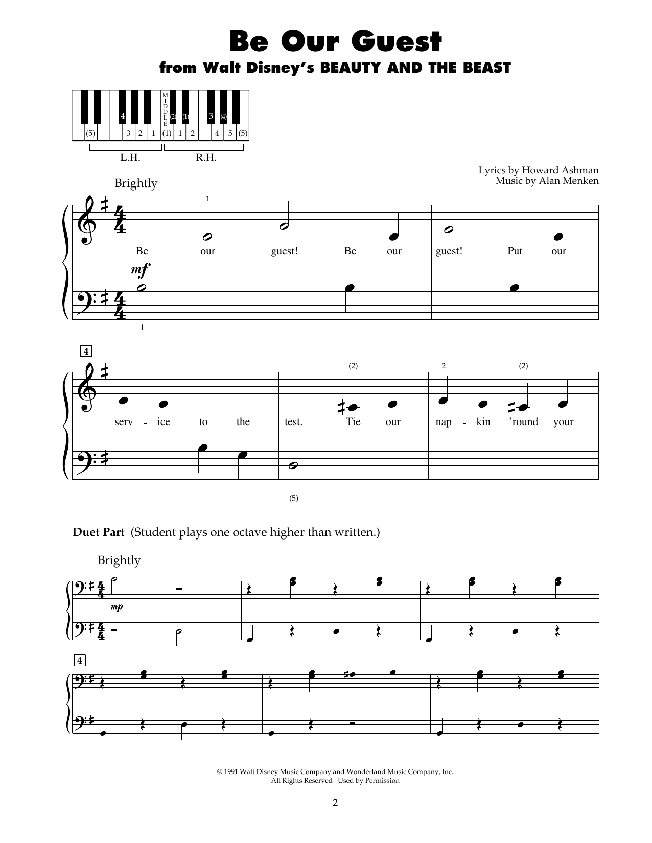 Product gallery: Page 1 of 1 Be Our Guest (from Beauty And The Beast), Alan Menken & Howard Ashman