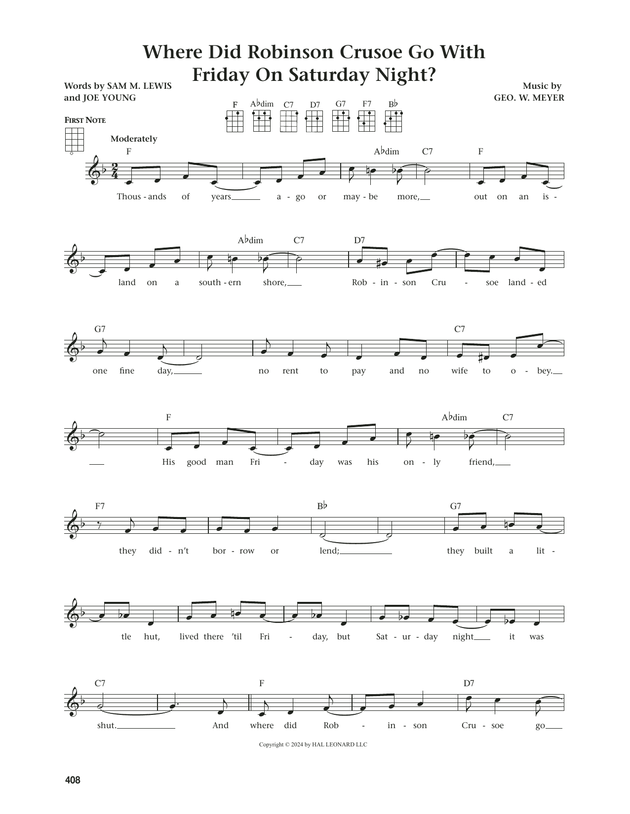 Produktgalerie: Seite 1 von 1 Where Did Robinson Crusoe Go With Friday On Saturday Night (from The Daily Ukulele, arr. Jim Beloff), Sam M. Lewis, Ukulele