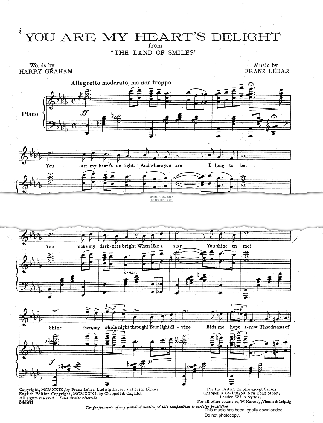 Produktbild zu: You Are My Heart's Delight (from 'The Land Of Smiles')