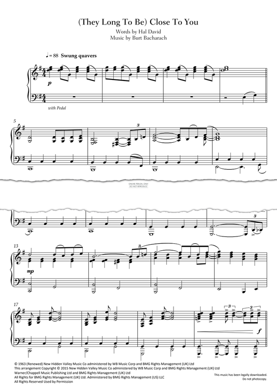 Produktgalerie: Seite 1 von 1 (They Long To Be) Close To You, The Carpenters, Klavier