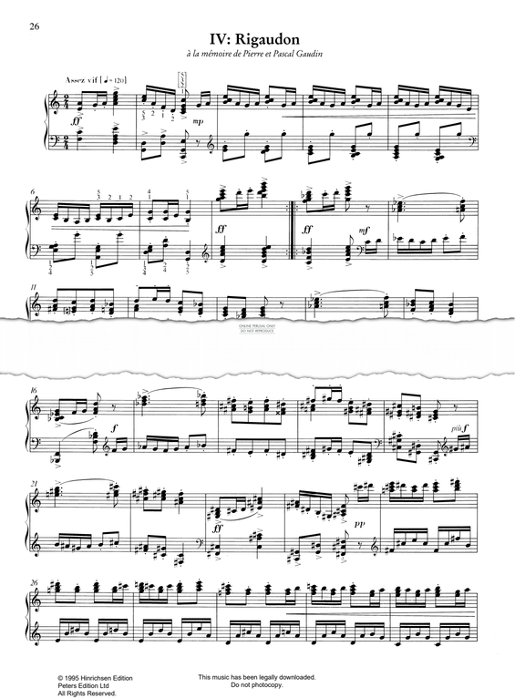 Product picture to: Rigaudon (from 'Le tombeau de Couperin, No. 4')
