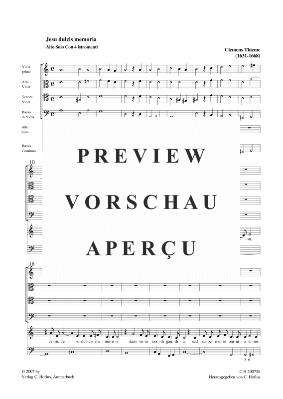 gallery: Jesu dulcis memoria, , (Gemischtes Ensemble Alt, 4 Violen und BC)