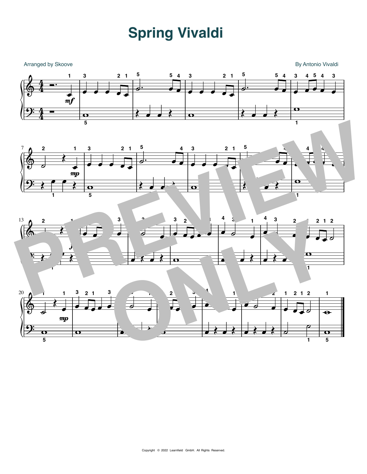 Product picture to: Spring Vivaldi (arr. Skoove)