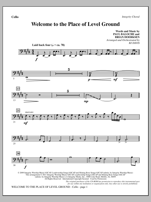 Produktgalerie: Seite 1 von 1 Welcome To The Place Of Level Ground - Cello, BJ Davis, Chor