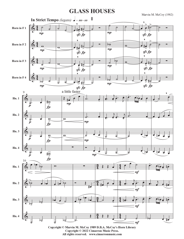 Produktgalerie: Seite 1 von 11 Glass Houses, , Horn Quartett
