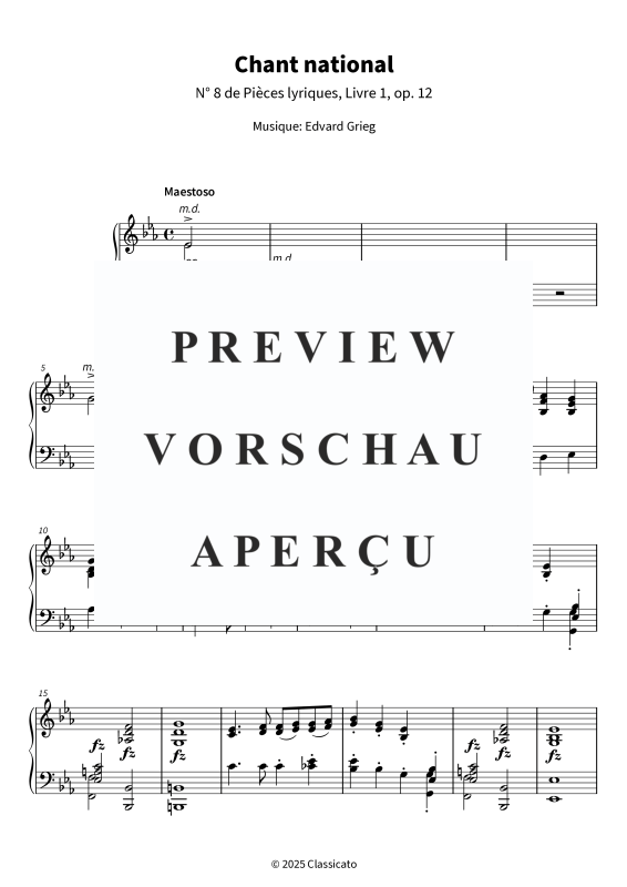 Product gallery: Page 5 of 6 Chant national - N° 8 de Pièces lyriques, Livre 1, op. 12, , Piano Solo